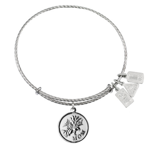Sterling Silver Wind and Fire Mom with Flowers Charm with Bangle WF-214SS