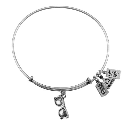 Wind and Fire Silver "Sunglasses" Charm with Bangle WF-562