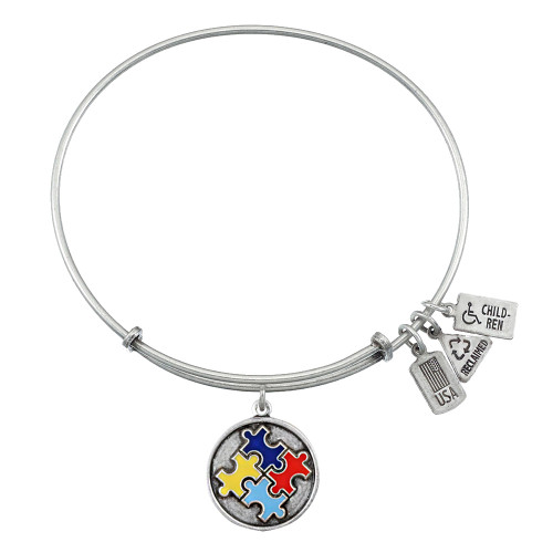 Wind and Fire Autism Speaks Puzzle Charm with Bangle WF-333C