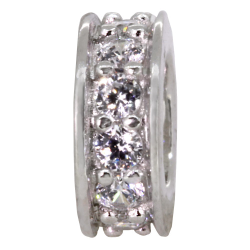 ZABLE Clear CZ Spacer Bead Charm BZ-1032 fits Pandora