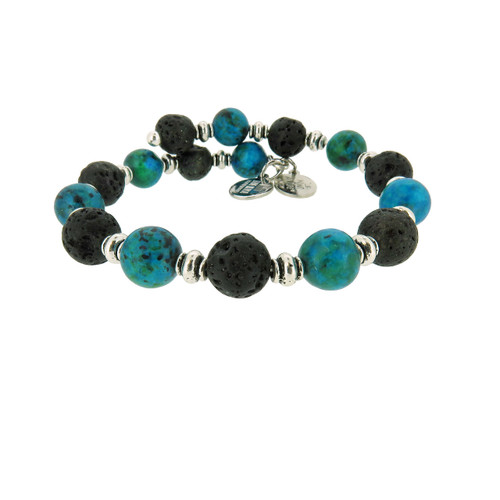 Wind and Fire Ocean Breeze Lava Wrap for Essential Oils/Perfume Bangle WF-865 8mm size compatible with alex and ani.