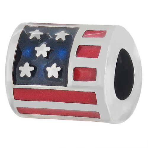 ZABLE USA Flag Enamel Bead Charm BZ-950 fits Pandora