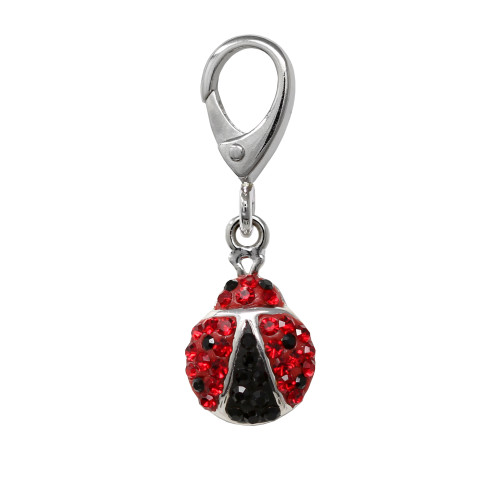 ZABLE Ladybug Swarovski Crystal Clip-On Charm LC-424. Fits Pandora, Thomas Sabo, Zable and traditional charm bracelets and can also be used as a pendant.