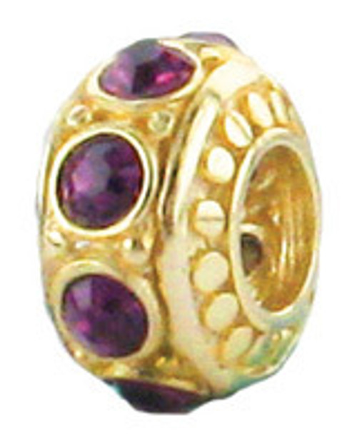 ZABLE February Gold over .925 Silver Birthstone Bead Charm BZ-3051