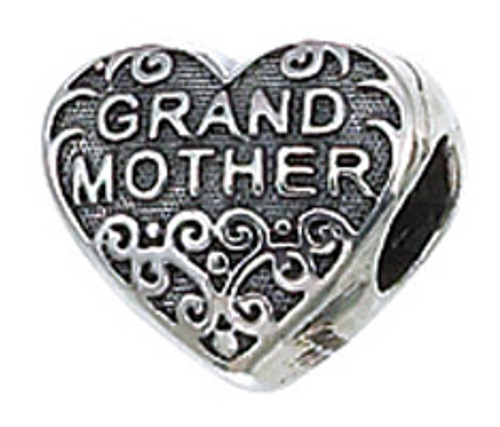 ZABLE Grandmother Heart Bead Charm BZ-2039