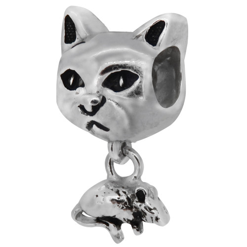 Zable bead charm Cat with mouse, fits Pandora, compatible with Pandora