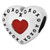 ZABLE Red Heart with X's and O's Bead Charm BZ-2100, fits pandora, compatible with pandora. Valentine's Day.