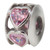 Zable hearts with Pink Cubic Zirconia bead charm, fits Pandora