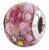 Zable Murano handmade glass bead charm with pink and gold swirls and flowers, fits Pandora