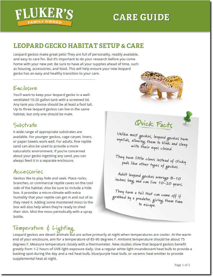 Reptile Care Sheets