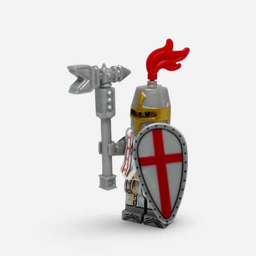 Battle Priest Knight Minifigure with Warhammer and Shield