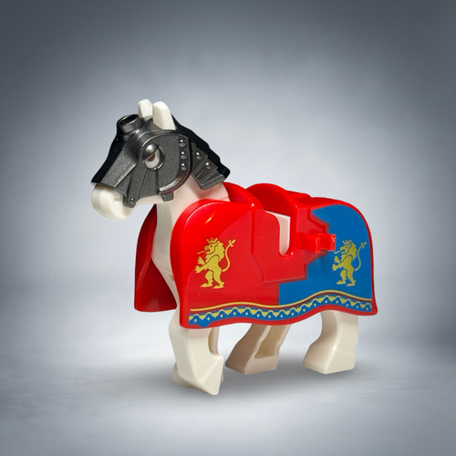 White Horse Minifigure with Lion Knight Castle Armor