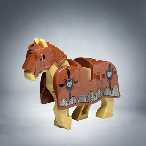 Tan Horse Minifigure with Wolfpack Knight Castle Armor