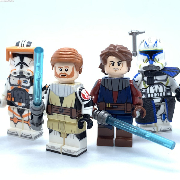 Captain Rex Commander Cody Obiwan Kenobi and Anakin Skywalker Minifigures Star Wars The Clone Wars