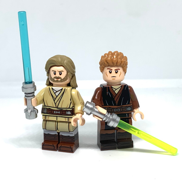 Anakin Skywalker and Obiwan Kenobi Minifigures Star Wars Attack of the Clones