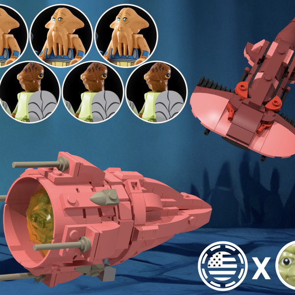Quarren Cannon and Manta Sub Building Kits with Mon Calamari Minifigures