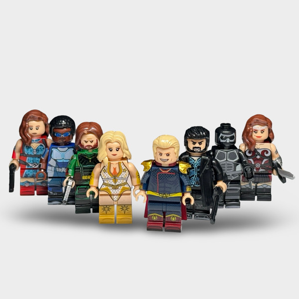 The Boys Minifigure Set of 8 Superheros - Homelander Starlight A-Train Soldier Boy Firecracker Billy Butcher Black Noir Queen Maeve