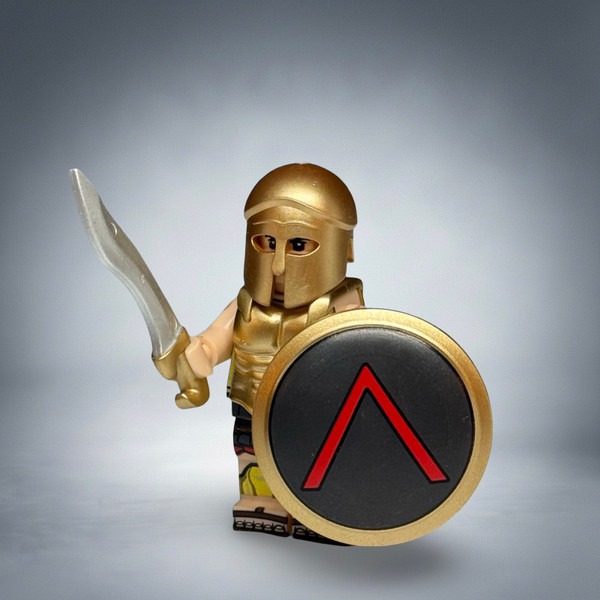 Greek Spartan Warior Minifigure with Sword Shield and Spear (C)