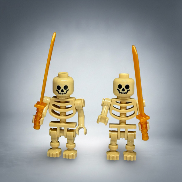 2x Skeleton Warrior Minifigures (Tan)