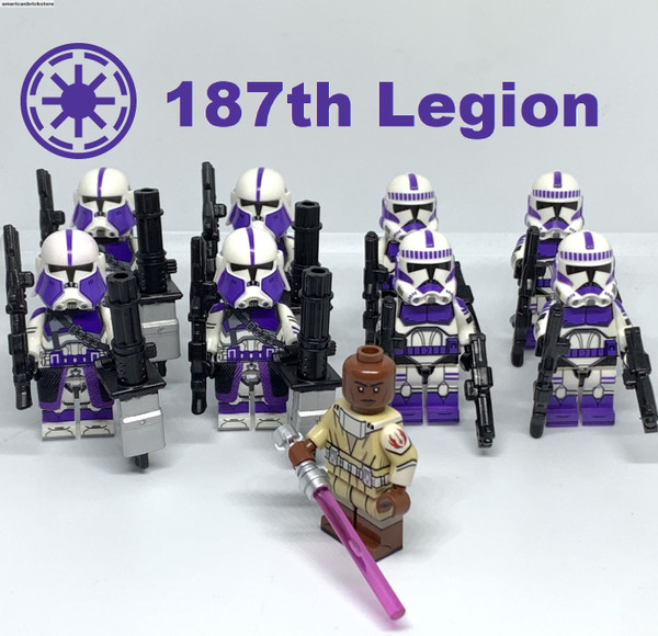 Mace Windu and 187th Legion Clone Trooper Minifigures Star Wars Clone Wars Minifigures