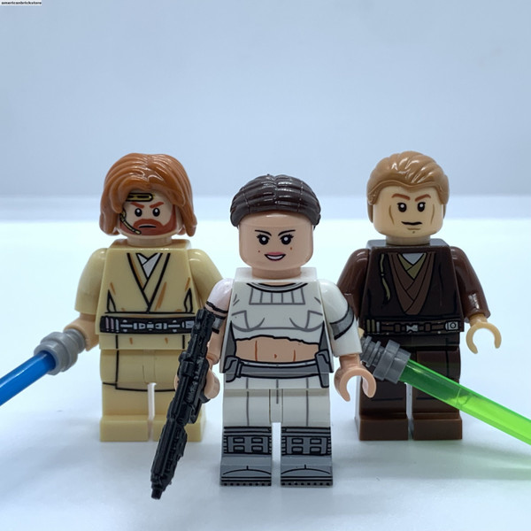 Padme Anakin Skywalker and Obiwan Kenobi Minifigures Jedi Knights Star Wars Attack of the Clones