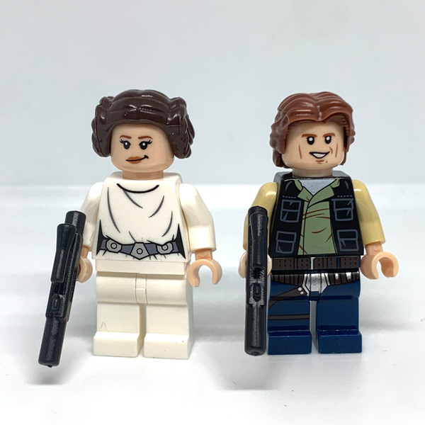 Han Solo and Princess Leia Minifigures Star Wars Rebel Figures