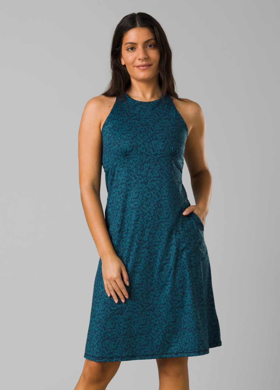 PrAna Women's Skypath Dress Size Small Teal Blue White