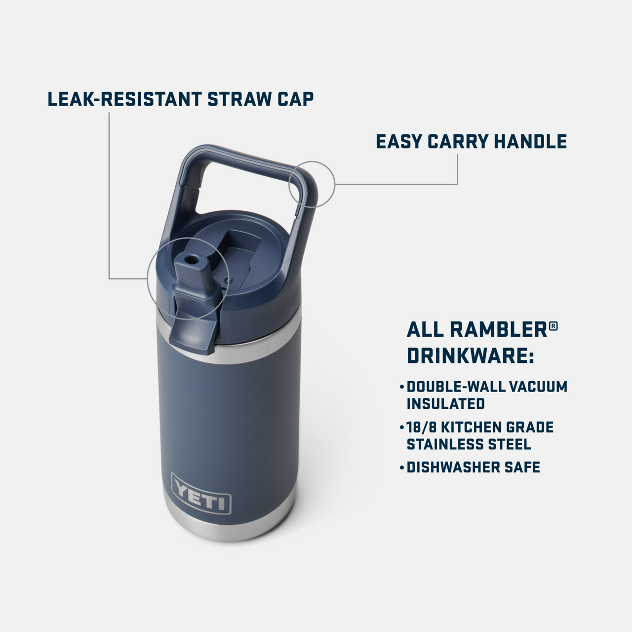 YETI Rambler Jr 12oz Kids Bottle - Navy - TackleDirect