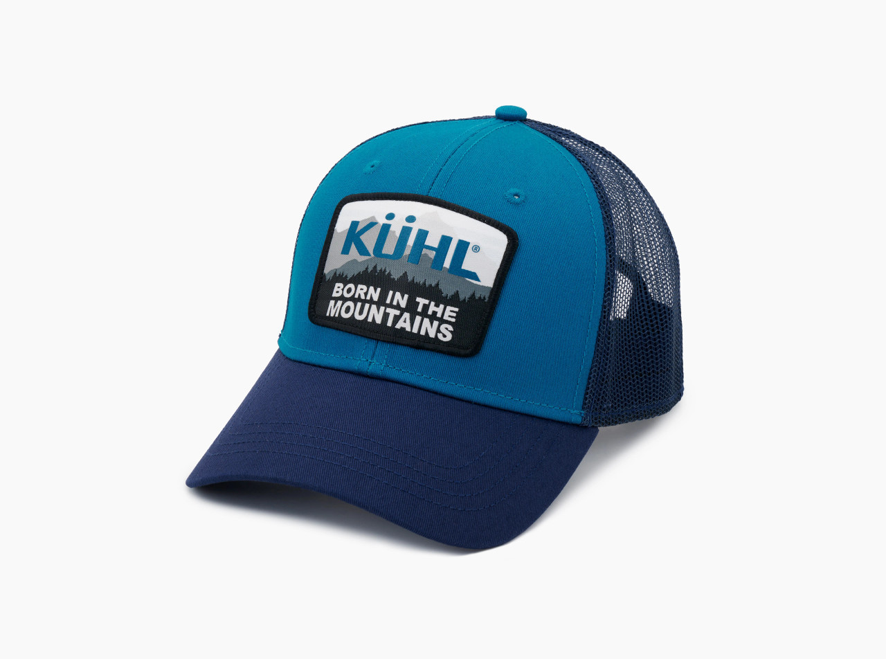 Kuhl Blue Snapback Hat Gray Mesh Born in the Mountains Logo Trucker Kühl