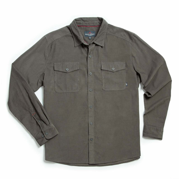 Beach and Barn Bar Chord Shirt - Charcoal