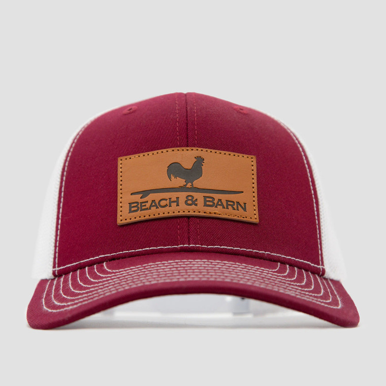  Beach & Barn Tougher Than Leather Snapback Hat - Barn Red/White  S23 