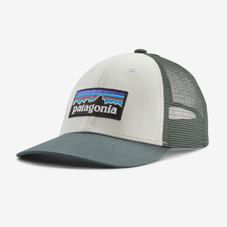  Patagonia P-6 Logo LoPro Trucker Hat - White w/Nouveau Green 