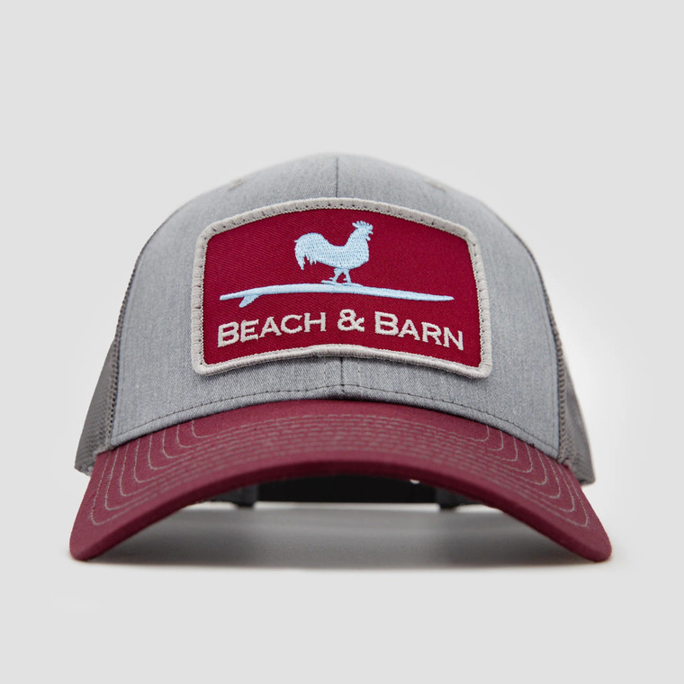  Beach & Barn Hard Work Snapback Hat - Heather Grey/Charcoal/Maroon 