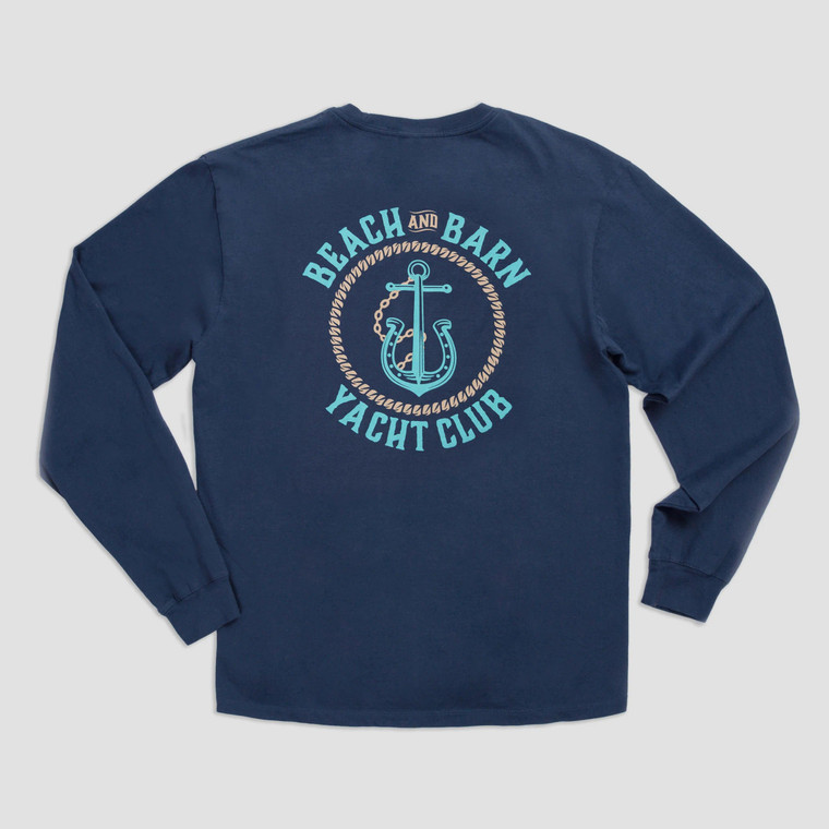  Beach & Barn Anchors A-Neigh Long Sleeve Tee Shirt - Navy 