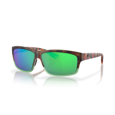 Costa Cut - Unisex Green Polycarbonate Lens, Matte Tortuga Fade Frame Large  with Cloth | Great Lakes Outpost