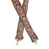 Joy Susan Guitar Strap - Coral / Green Floral Embroidered - LS001-12G - Closeup