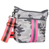 Haute Shore Blake Neoprene Crossbody Bag - Cairo - Blake/Cairo - Charcoal/ hot pink stripe strap