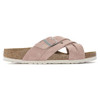 Birkenstock Women's Lugano Soft Footbed Suede Leather - Pink Clay (Narrow Width) - 1023880 - Profile