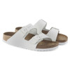 Birkenstock Women's Arizona Soft Footbed Leather - White (Narrow Width) - 1024952 - Pair Angle