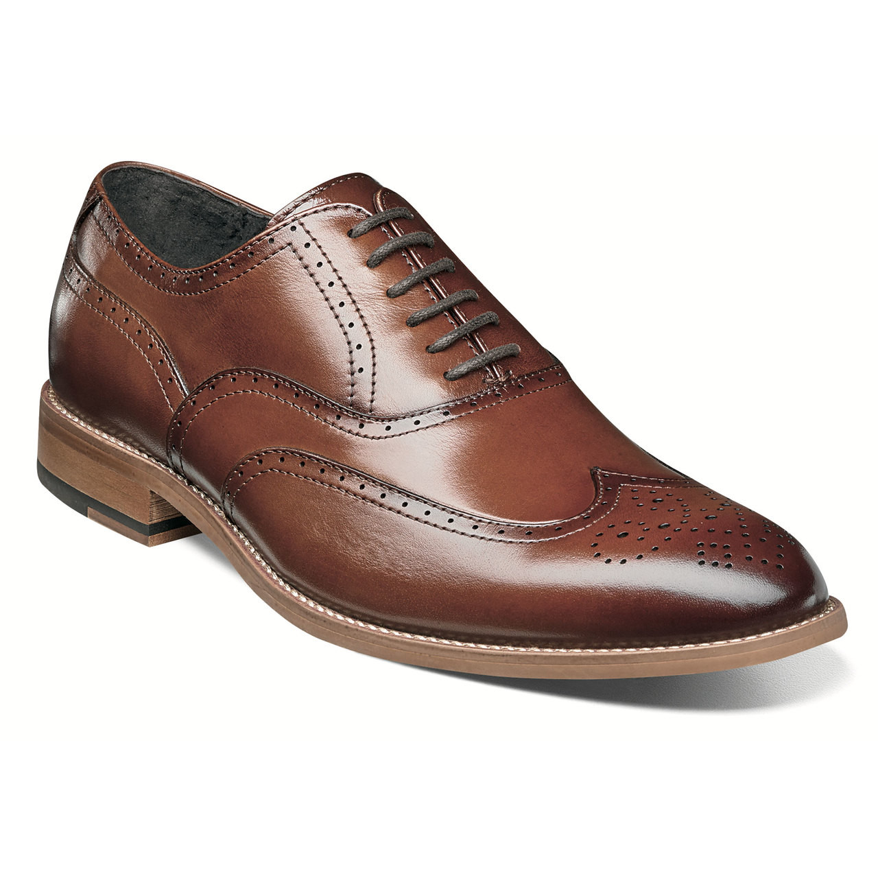 Stacy Adams Men's Dunbar Wingtip Oxford - Cognac