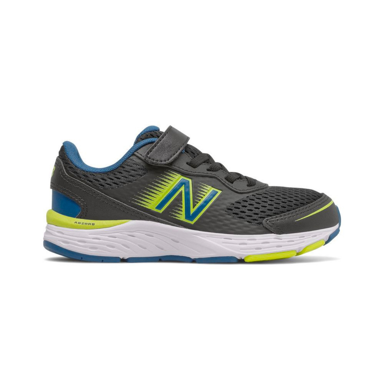 New Balance Big Kid s Bungee 680v6 Black with Oxygen Blue and Sulphur Yellow