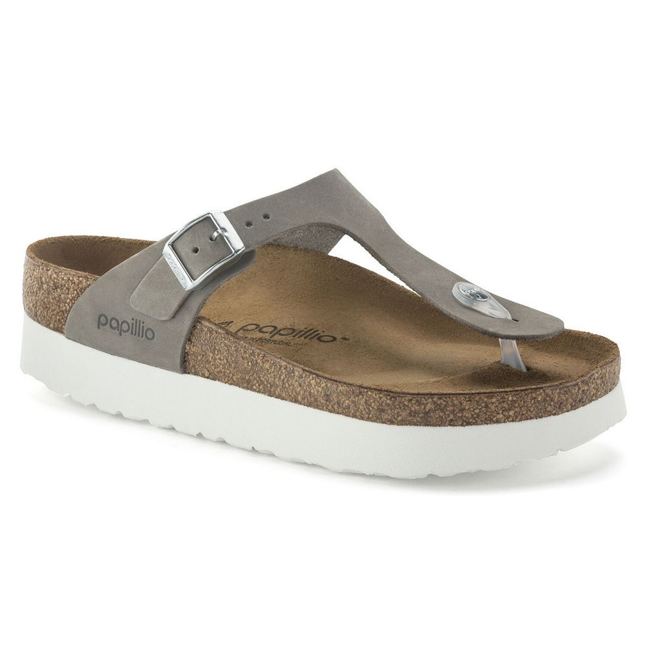 Birkenstock Papillio Women's Gizeh Platform Nubuck Leather - Dove Gray  (Regular Width)