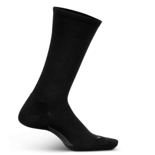 Feetures Men's Everyday Classic Rib Cushion Crew Socks - Black - Profile