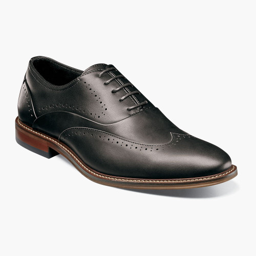 Stacy Adams Men's Macarthur Wingtip Oxford - Black - 25489-001 - Angle