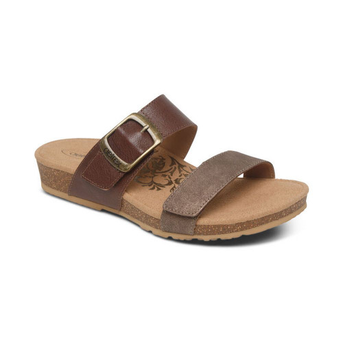 Aetrex Women's Daisy Adjustable Slide - Brown - SC542 - Angle