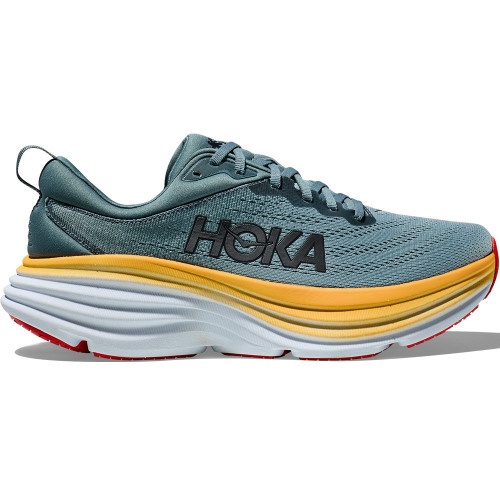 HOKA ONE ONE Men's Bondi 8 - Goblin Blue / Mountain Spring (Wide Width) - 1127953-GBMS - Profile