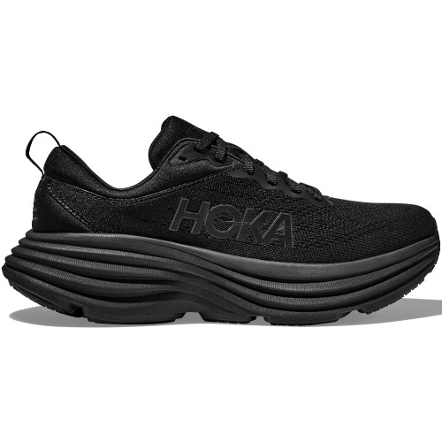 HOKA ONE ONE Men's Bondi 8 - Black / Black (Extra Wide Width) - 1127955-BBLC - Profile