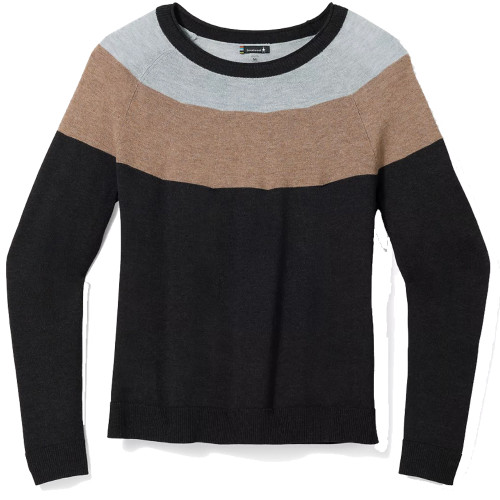 Smartwool Women's Edgewood Colorblock Crew Sweater - Charcoal Heather - SW016649-010 - 