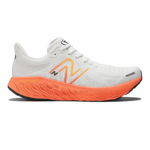 New Balance Men's Fresh Foam X 1080v12 - White with Neon Dragonfly and Hot Marigold - M108012O - Profile