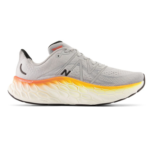 New Balance Men's Fresh Foam X More v4 - Aluminum grey with neon dragonfly and hot marigold - MMORCO4 - Profile